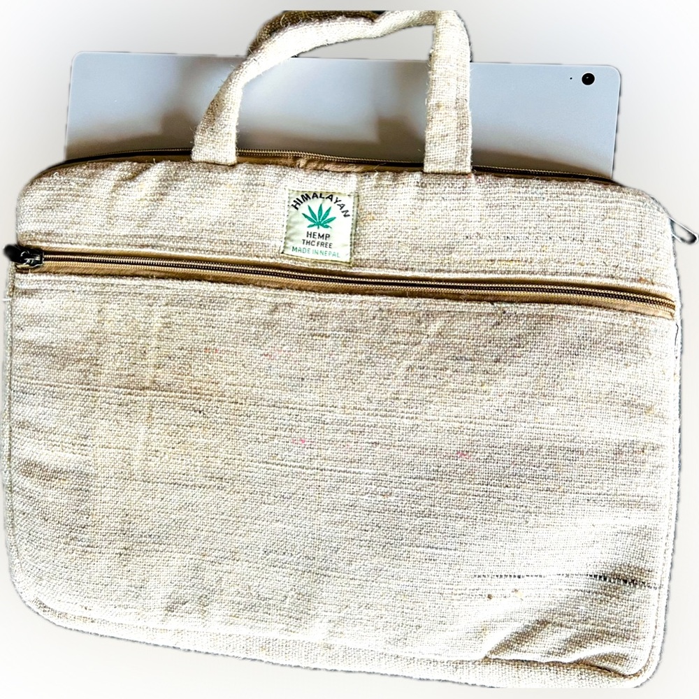 Pure Himalayan Hemp Laptop Bag Made in Nepal 11”x15” Unisex